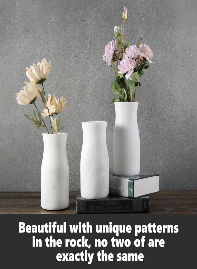 BCS White Marble Vase for Flowers, 8.66" Minimalist Modern Frosted Flower Vase for Home Decor, Decorative Vases for Centerpieces, Living Room, Dining Table, Office, Boho Farmhouse Decor - Image 3